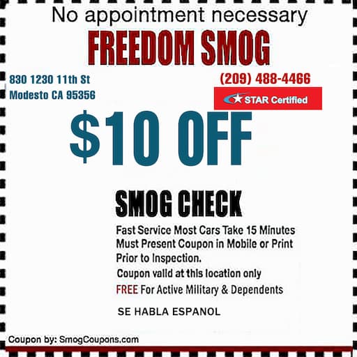 Freedom Smog - $10 OFF Discount Smog Check Coupons Modesto CA